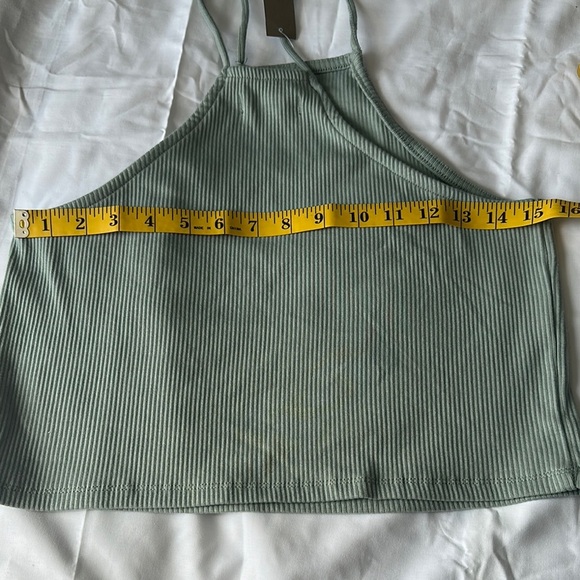 J. Crew Green Ribbed Sleeveless Crop Tank Top - Picture 6 of 8